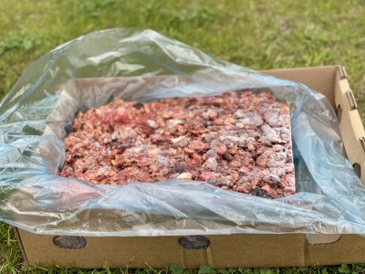 Barfus minced beef meat with bones and organs, cubes 16-16,5kg