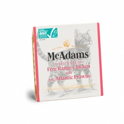 McAdams canned food for cats and kittens with chicken and shrimp