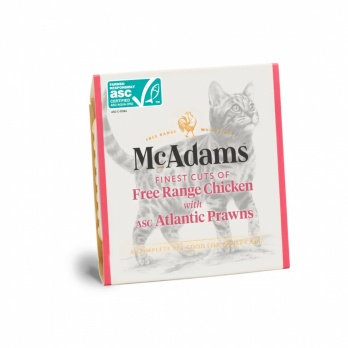 McAdams canned food for cats and kittens with chicken and shrimp