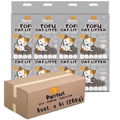 Purrfect Bamboo tofu kaķu pakaiši ar aktīvās ogles smaržu 6l*8gb