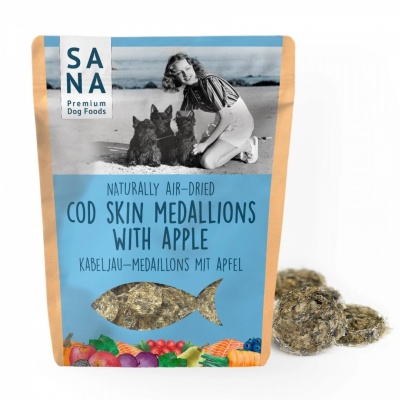 Sana Cod Skins Medallions with Apple 100g